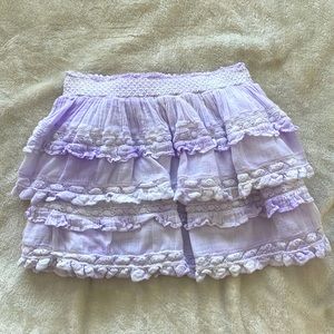 Love Shack Fancy, size 7-8, tie dye purple and white, stretchy waist band